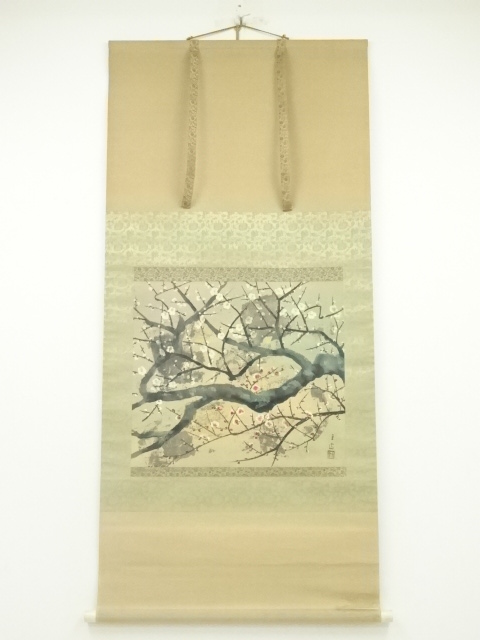 JAPANESE HANGING SCROLL / HAND PAINTED / UME BLOSSOM 